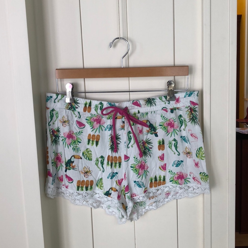 Tropical Pattern Pajama Shorts